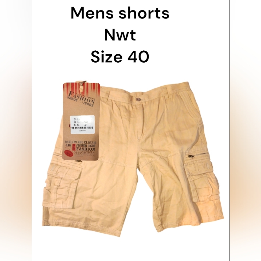 Fashion Men's Cargo Shorts Beige Size 40